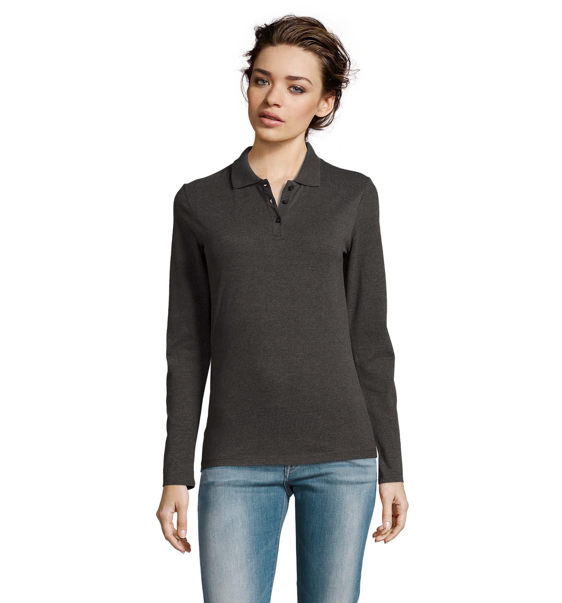 Polo femme personnalisable 180gr PERFECT WOMEN LSL anthracite chiné